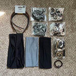 Lot of 10+ Neutral Hair Accessories Hair Ties Thin Plastic Wide Fabric Headbands